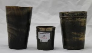 Three 19th century horn beakers,