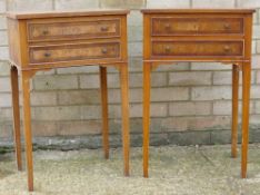 A pair of modern two drawer yewwood side tables - WITHDRAWN