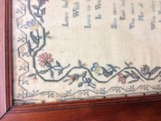 An 18th century needlework sampler by Grace Grundy in the 12th Year of Her Age 1777 Worked with a