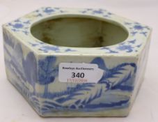 A Chinese octagonal blue and white brush pot