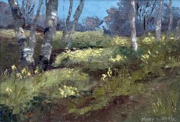 *AR MARY WASTIE (born 1935) British Woodland Landscape Oil on board Signed 24 x 16.
