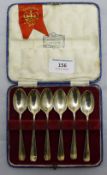 A cased set of silver teaspoons