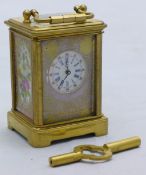 A miniature Sevres type carriage clock
