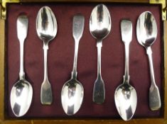 A mixed service of six large Victorian tea/coffee spoons by Robert, James and Josiah Williams,
