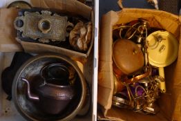 Three boxes of miscellaneous metal ware