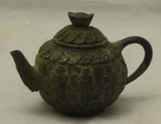 A small Chinese bronze teapot