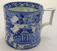 An oversized 19th century blue and white mug