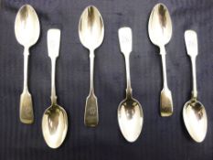 A mixed service of six large Victorian tea/coffee spoons by Josiah Williams & Co.