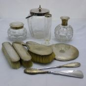 A quantity of silver dressing table items etc