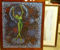 A figural abstract oil and print