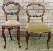A Victorian walnut framed child's correction chair and a Victorian balloon back dining chair
