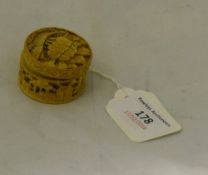 A 19th century Canton ivory pill box Of lidded circular form,