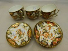 Six Royal Crown Derby King's pattern trios