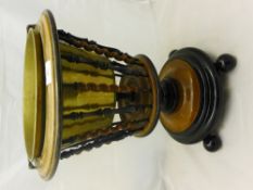 A Dutch brass lined wooden coal bucket