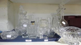 A quantity of cut glass including decanters