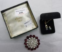 A boxed Christian Dior brooch and a necklace and earrings - BROOCH ONLY HAS BEEN WITHDRAWN