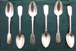 A straight service of six large Georgian tea/coffee spoons by William Rawlings Sobey, 1836, Exeter,