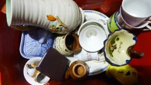 A box of miscellaneous china including Clarice Cliff