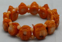 A carved coral bracelet