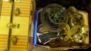 A quantity of vintage kitchenalia and a vintage suitcase