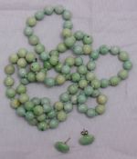 A jade necklace and earrings