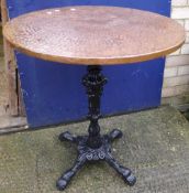 A copper topped pub table