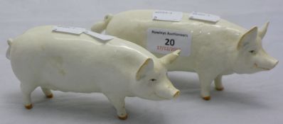 Two Beswick pigs CH WALL CH BOY 53 and CH WALL QUEEN 40