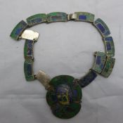 A lapiz mounted silver necklace