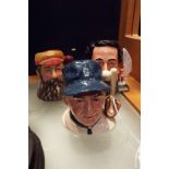 Three miniature Royal Doulton character jugs 'Baseball Player',