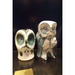 Two David Sharp for Rye Pottery money boxes in the form of owls,