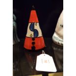 A Lorna Bailey limited edition conical sugar sifter in the style of Clarice Cliff,