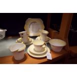 An Art Deco Shelley Regent shape yellow ground part tea-set pattern No W12288  In need of a good