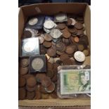 A selection of Victorian and later British coins  and bank notes to include crowns, six-pence's,