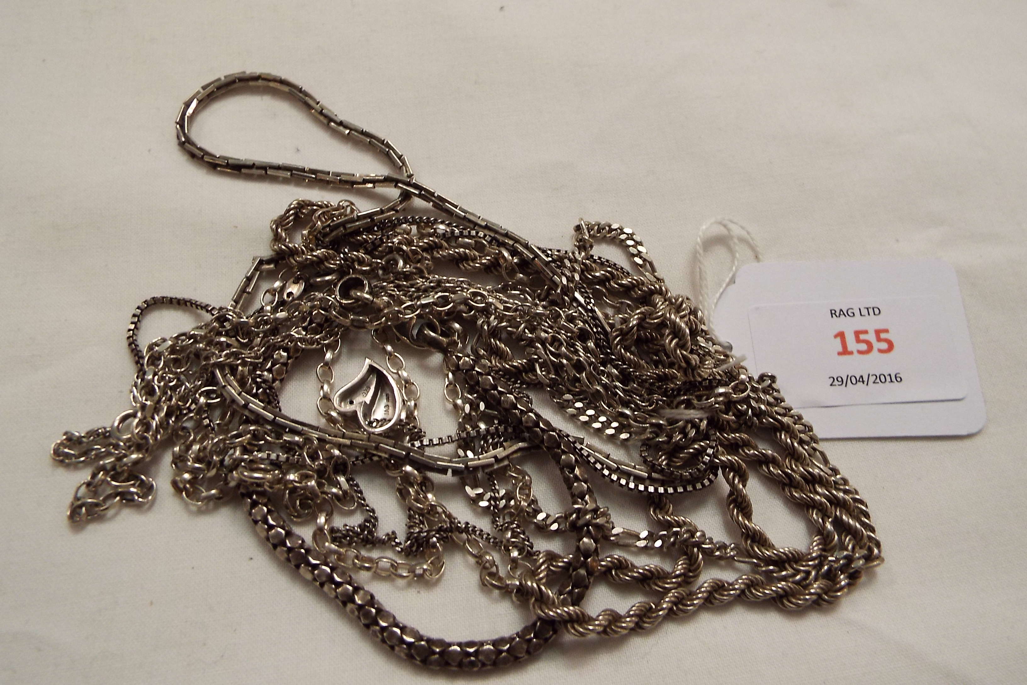 A quantity of silver chains in necklace and bracelet lengths, to include belcher, curb, anchor,