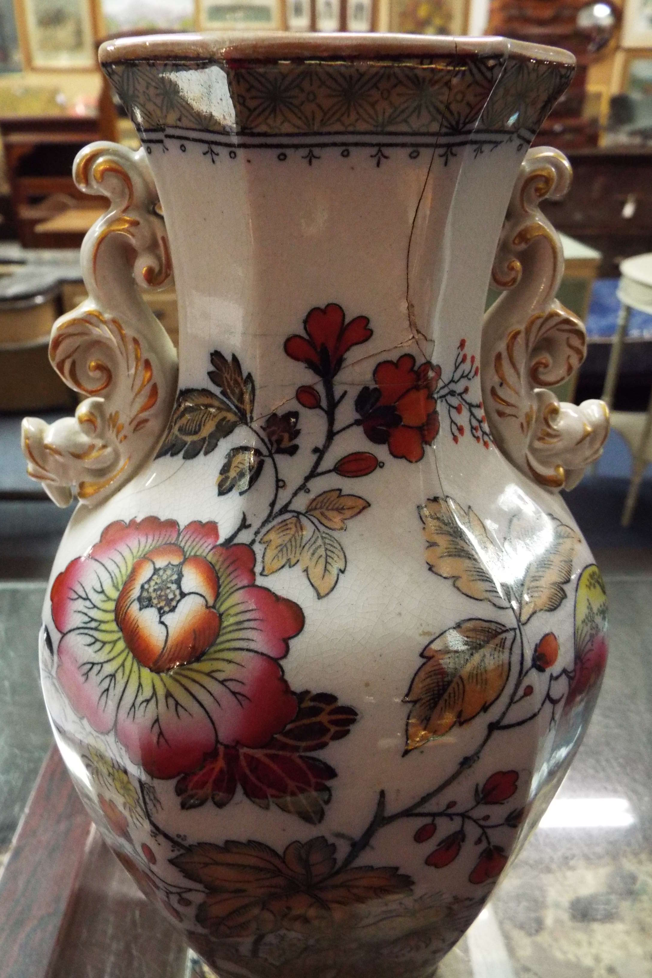 A pair of 19thC Chinese style lidded vases Damage to top right and hairline crack - Image 2 of 11