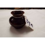 A Rye Pottery miniature brown glazed squat vase