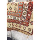 A beige ground Kurdish runner with multiple borders 420 cm x 117 cm Border is not