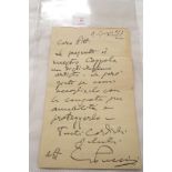 A letter from Puccini to Percy Pitt,