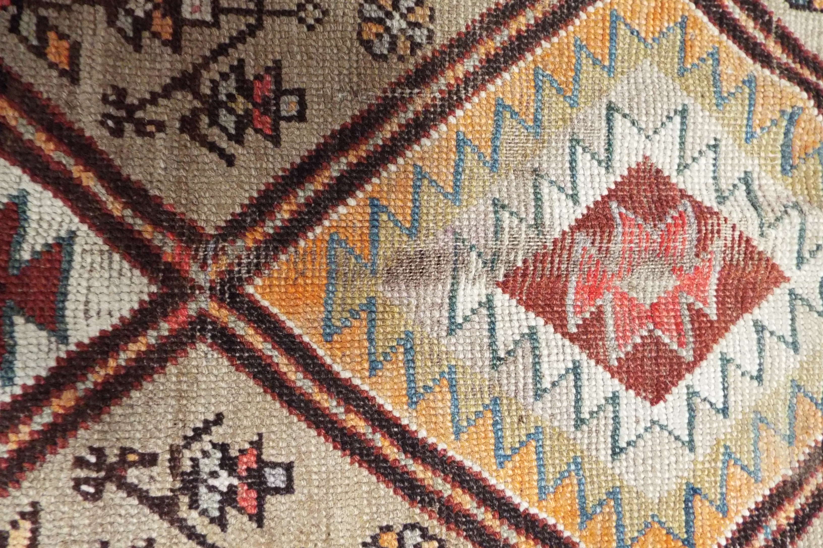 A beige ground Kurdish runner with multiple borders 420 cm x 117 cm Border is not - Image 2 of 6
