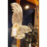 A modern Lalique frosted crystal cockerel signed 'Lalique France' with label