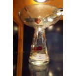 An art glass vase with bowl top,