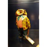 A Joan De Bethel weighted hand-painted papier-mache model of a gentleman owl with floral decoupage