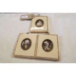 Three framed miniature prints comprising Marie Antoinette,