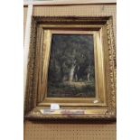 JAN WILLEM VAN BORSELEN (Dutch, 1825-1892) oil on canvas woodland scene with figures,