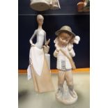 Two Nao figurines 'Young Shepherd' and female with butterfly