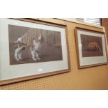 A pair of chalk pastel and charcoal studies of a springer spaniel and a fox in landscapes,