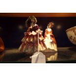 Two Royal Doulton figurines 'The Hinged Parasol', A/F and 'Paisley Shawl',