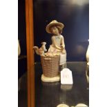 A Lladro figurine 'Young Girl with Basket of Flowers and Squirrel'