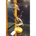 A Rod Beckhurst hand-sculptured glass bird array mounted on wooden base A/F