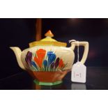 A Clarice Cliff 'Athens' teapot in the 'Crocus' pattern,